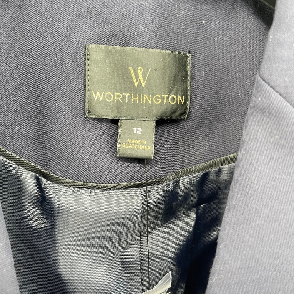 Worthington Blazer Jacket Womens 12 Navy Blue Classic Business Professional NEW - Picture 6 of 11